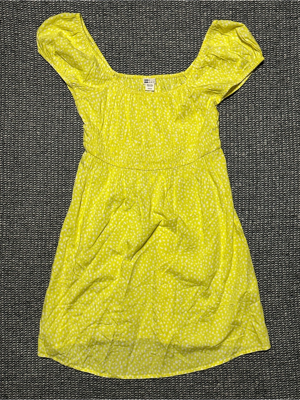 Billabong Yellow Puff-Sleeve Sundress